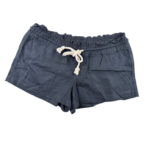 Roxy Oceanside Linen Shorts Elastic Waist Drawstring Pockets Womens Size Large - Picture 2 of 4